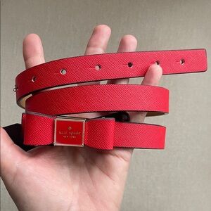 KATE SPADE | Red Saffiano Leather Bow Belt | NWT 28-33"